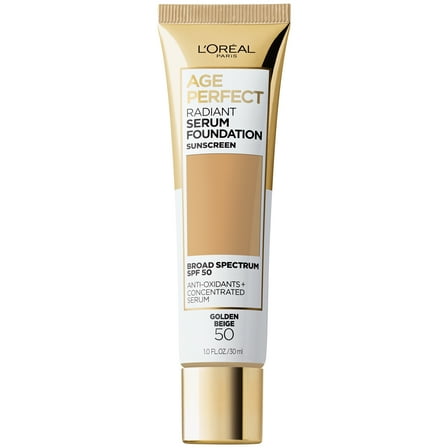 L'Oreal Paris Age Perfect Radiant Serum Foundation with SPF 50, Golden Beige, 1 fl. oz.