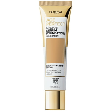 L'Oreal Paris Age Perfect Radiant Serum Foundation with SPF 50, Golden Beige, 1 fl. oz.
