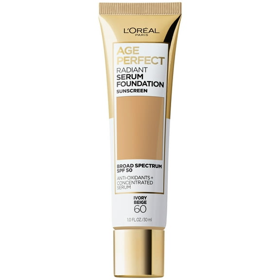 L'Oreal Paris Age Perfect Radiant Serum Foundation with SPF 50, Ivory Beige, 1 fl. oz.