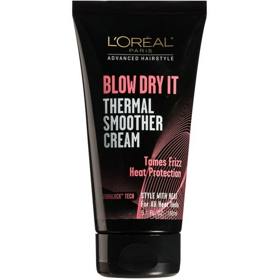 L'Oreal Paris BLOW DRY IT Heat Protectant Smoothing Hair Cream, 5oz