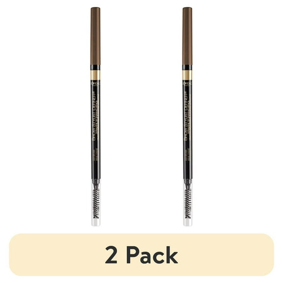 (2 pack) L'Oreal Paris Brow Stylist Definer Waterproof Eyebrow Mechanical Pencil, Ash Brown, 0.003 fl. oz.