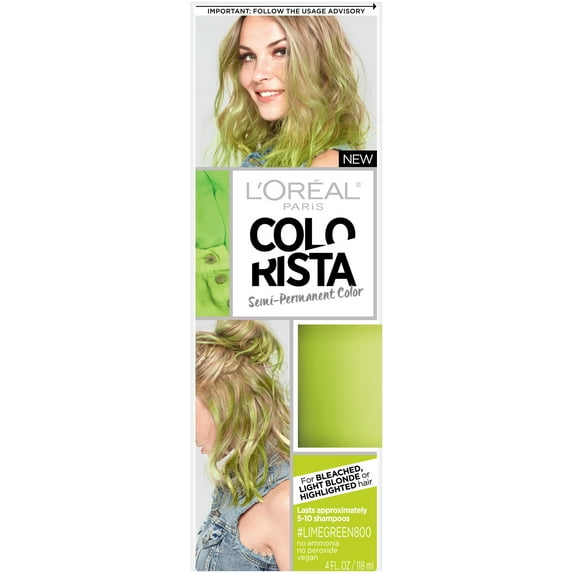 L'Oreal Paris Colorista Semi-Permanent Hair Color Kit, 800 Lime Green