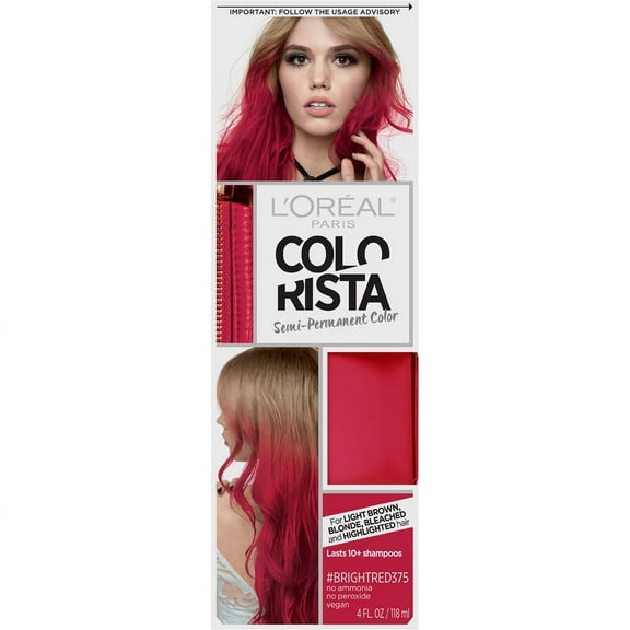 L'Oreal Paris Colorista Semi-Permanent Hair Color - Light Bleached Blondes, Bright Red, 1 kit