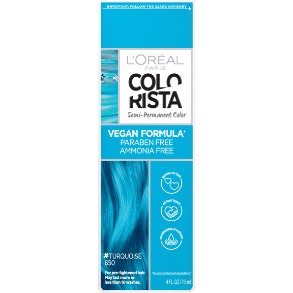 L'Oreal Paris Colorista Semi Permanent Hair Color, Turquoise