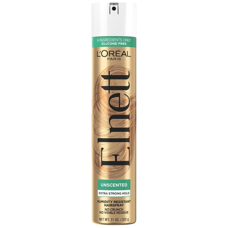 L'Oreal Paris Elnett Hair Care Elnett Satin Extra Strong Hold Hairspray -  Unscented, Long Lasting + Humidity Resistant, Hair Styling Spray, 2.2 Oz