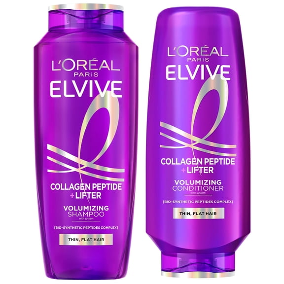 L'Oreal Paris Elvive Collagen Peptide Lifter 72h Volumizing 13.5oz Shampoo and Conditioner