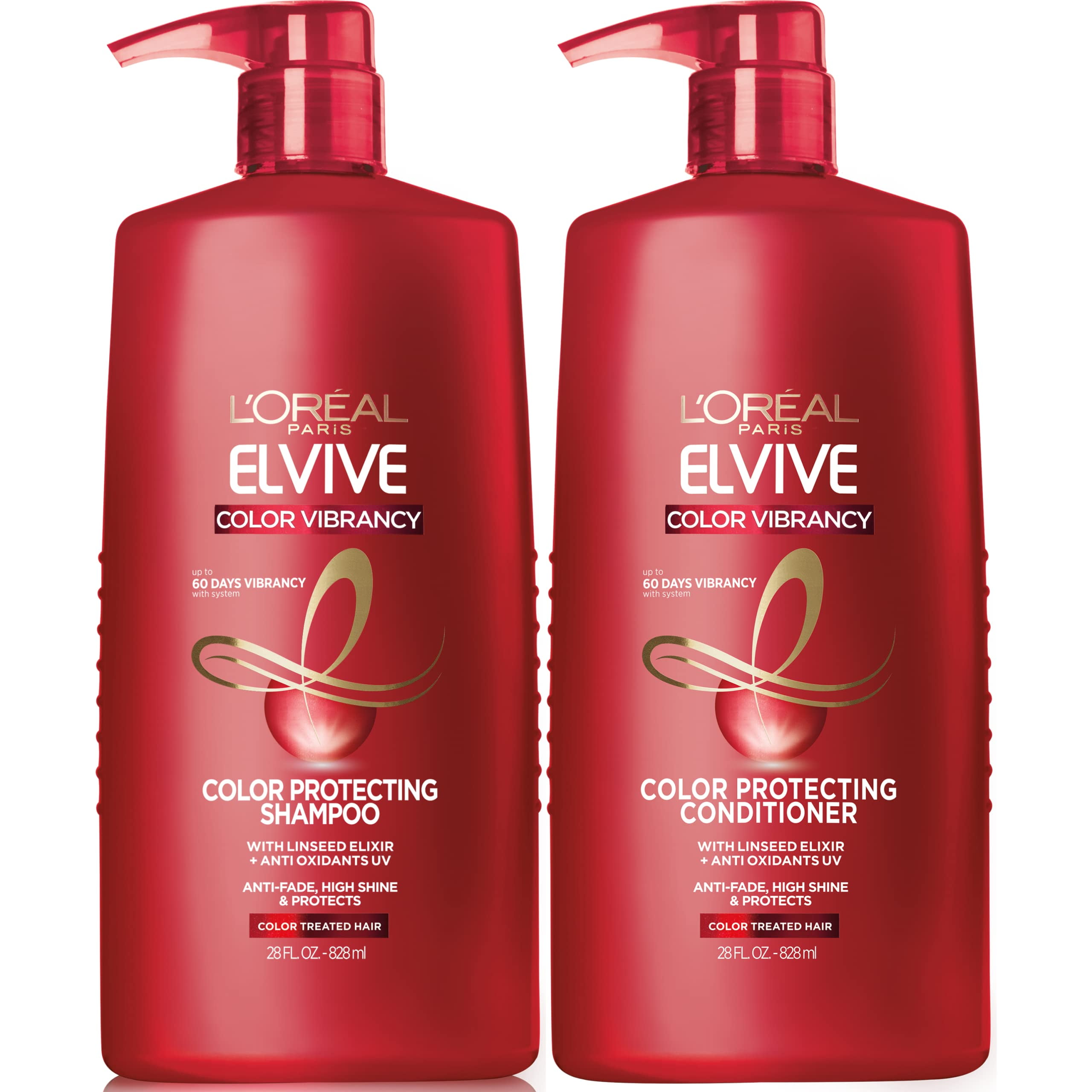 L,Oreal Paris Elvive Color Vibrancy Protecting Shampoo And Conditioner Set For Color Treated