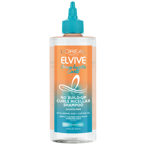 L'Oreal Paris Elvive Dream Lengths Curls No Build up Micellar Shampoo, for Curly Hair, 16.9 fl oz