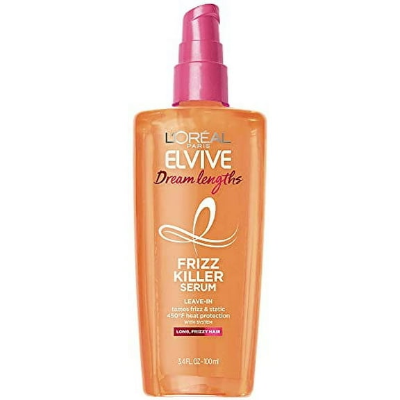 L'Oreal Paris Elvive Dream Lengths Frizz Killer Serum Leave-In 3.4 FL OZ (Pack of 4)
