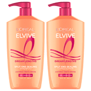 LOreal Paris Elvive Dream Lengths Restoring Shampoo and Detangler Conditioner Set with Castor Oil, 28 fl oz