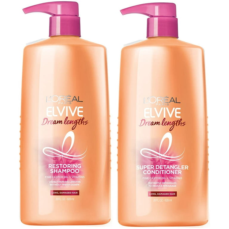 L'Oreal Paris Elvive Dream Lengths Shampoo and Conditioner Kit for Long,  Damaged Hair (Set of 2) 