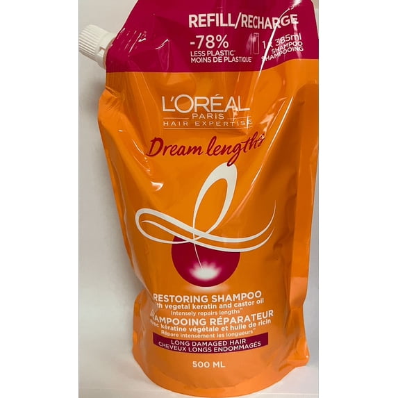 L'Oreal Paris Elvive Dream Lengths Shampoo for Long Damaged Hair Refill 500ml