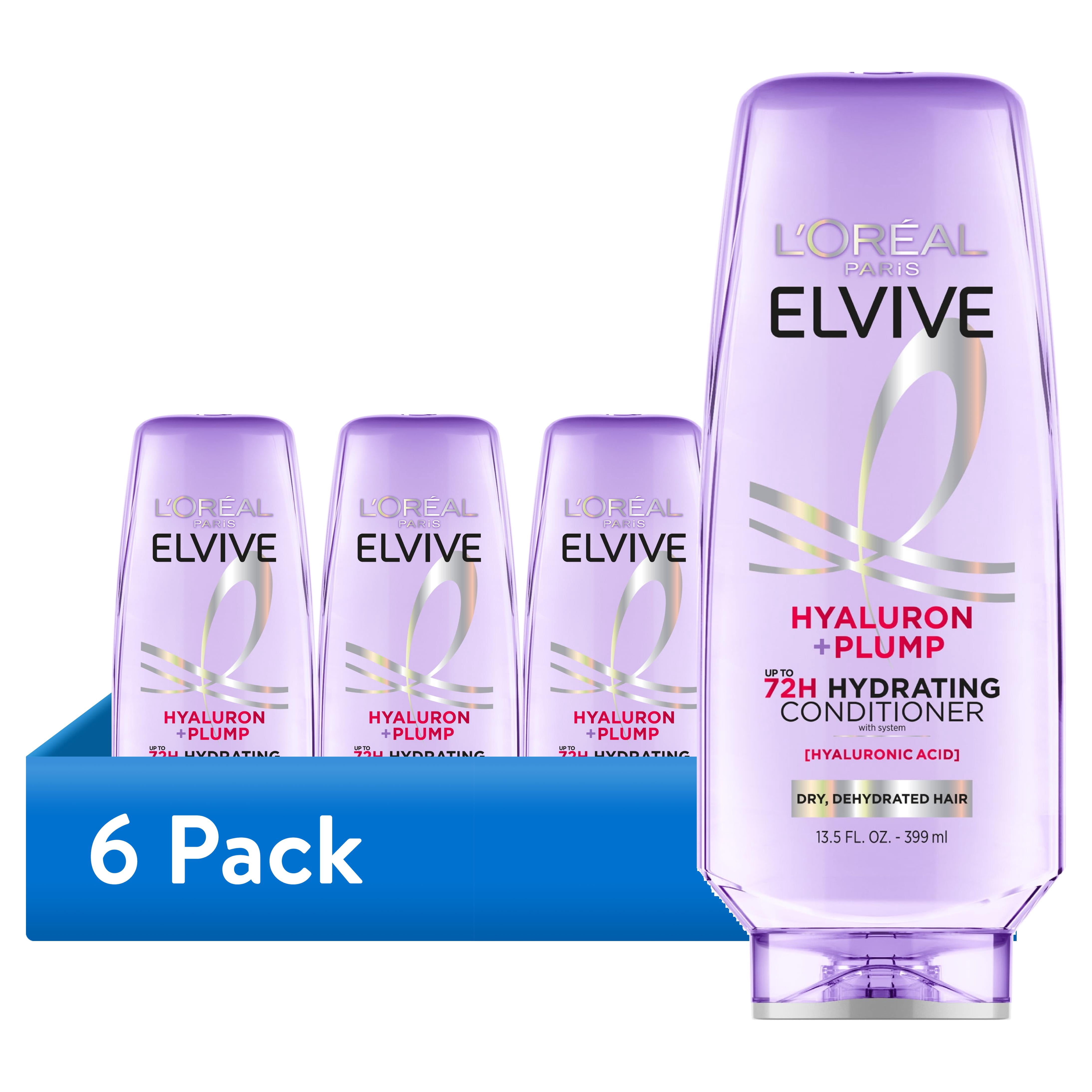 (6 pack) L'Oreal Paris Elvive Hyaluron Plump Hydrating Hair Conditioner, Moisturizing, Squeeze, 13.5 fl oz