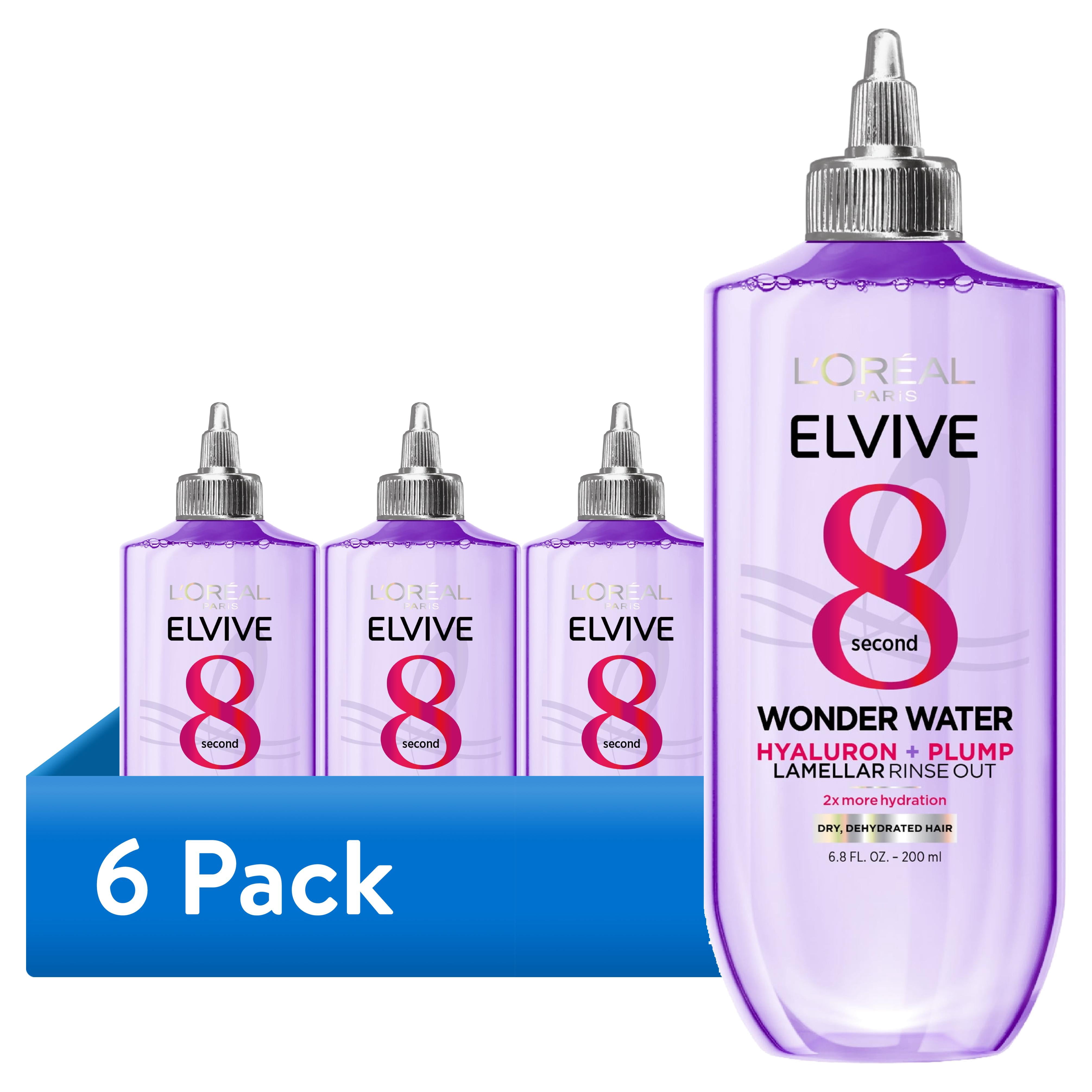 (6 pack) L'Oreal Paris Elvive Hyaluron Plump Hydration Wonder Water Rinse-out Treatment, Squeeze, 6.8 fl oz