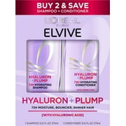 L'Oreal Paris Elvive Hyaluron Plump Squeeze Hydrating Shampoo Conditioner Kit, 72Hr Intense Moisture