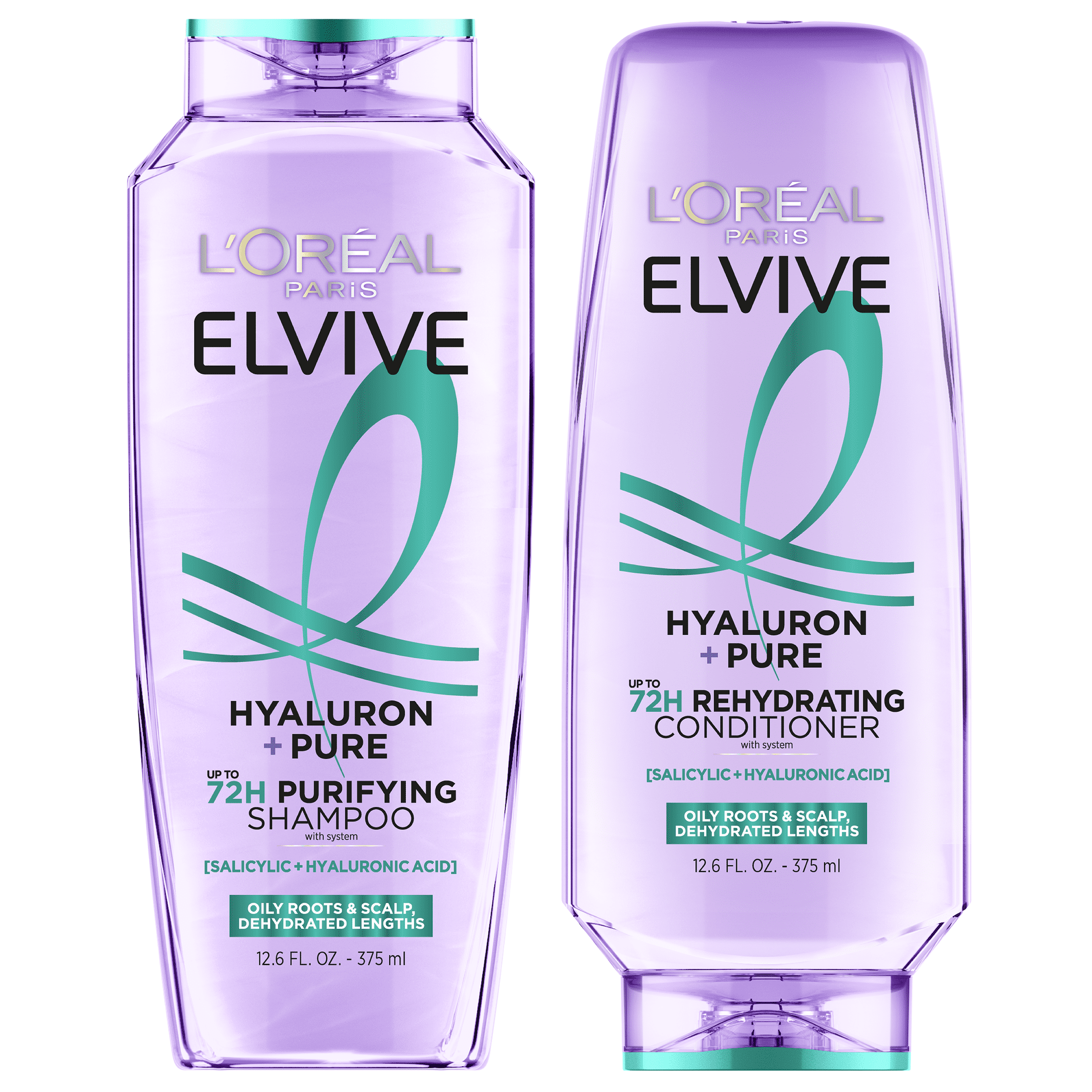 LOreal Paris Elvive Hyaluron Pure Shampoo and Conditioner Set for Oily Hair, 13.5 fl oz  (图1)
