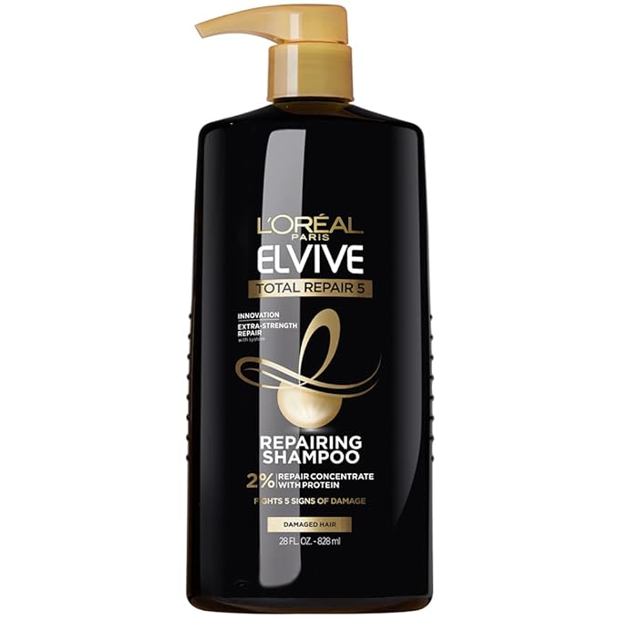 L'Oreal Paris Elvive Total Repair 5 Repairing Shampoo for Damaged Hair Shampoo with Protein and Ceramide for Strong Silky Shiny Healthy Renewed Hair 28 Fl Oz
