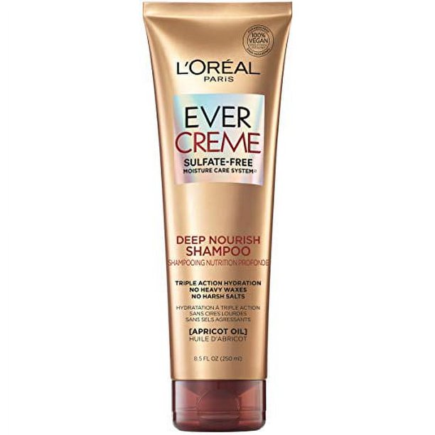 L'Oreal Paris EverCreme Sulfate Free Shampoo for Dry Hair, Triple