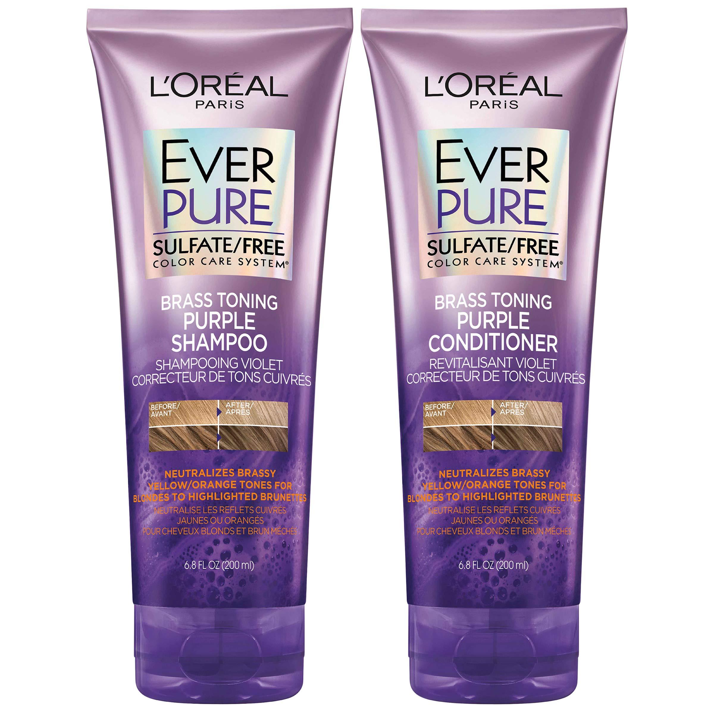 L'Oreal Paris EverPure Color Protection Purple Shampoo & Conditioner Full Size Set with Hibiscus - 2 Piece - image 1 of 6
