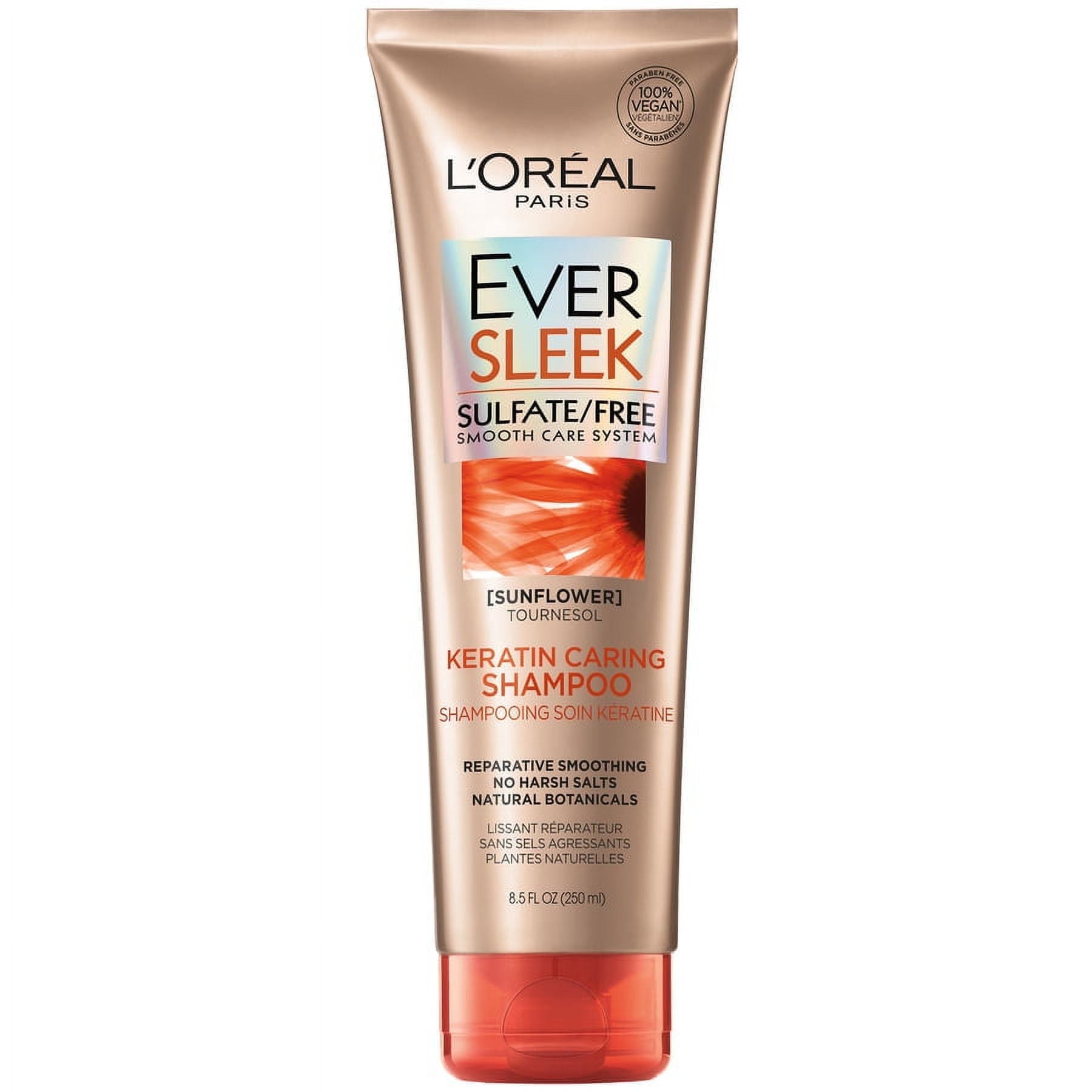 L'Oreal Paris EverSleek Sulfate Free Anti-Fade Keratin Caring Shampoo, 8.5 fl oz