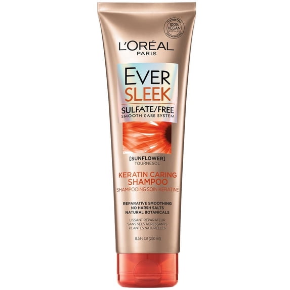 L'Oreal Paris EverSleek Sulfate Free Anti-Fade Keratin Caring Shampoo, 8.5 fl oz