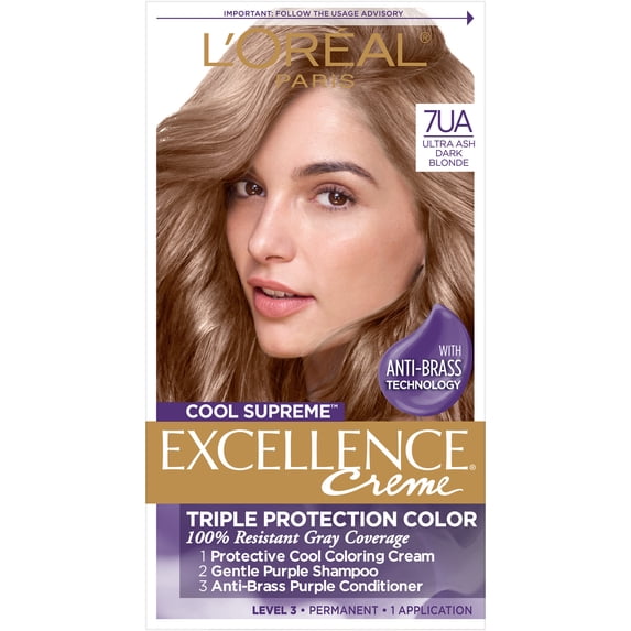 L'Oreal Paris Excellence Cool Supreme Permanent Hair Color, Ultra Ash Dark Blonde, 1 Kit
