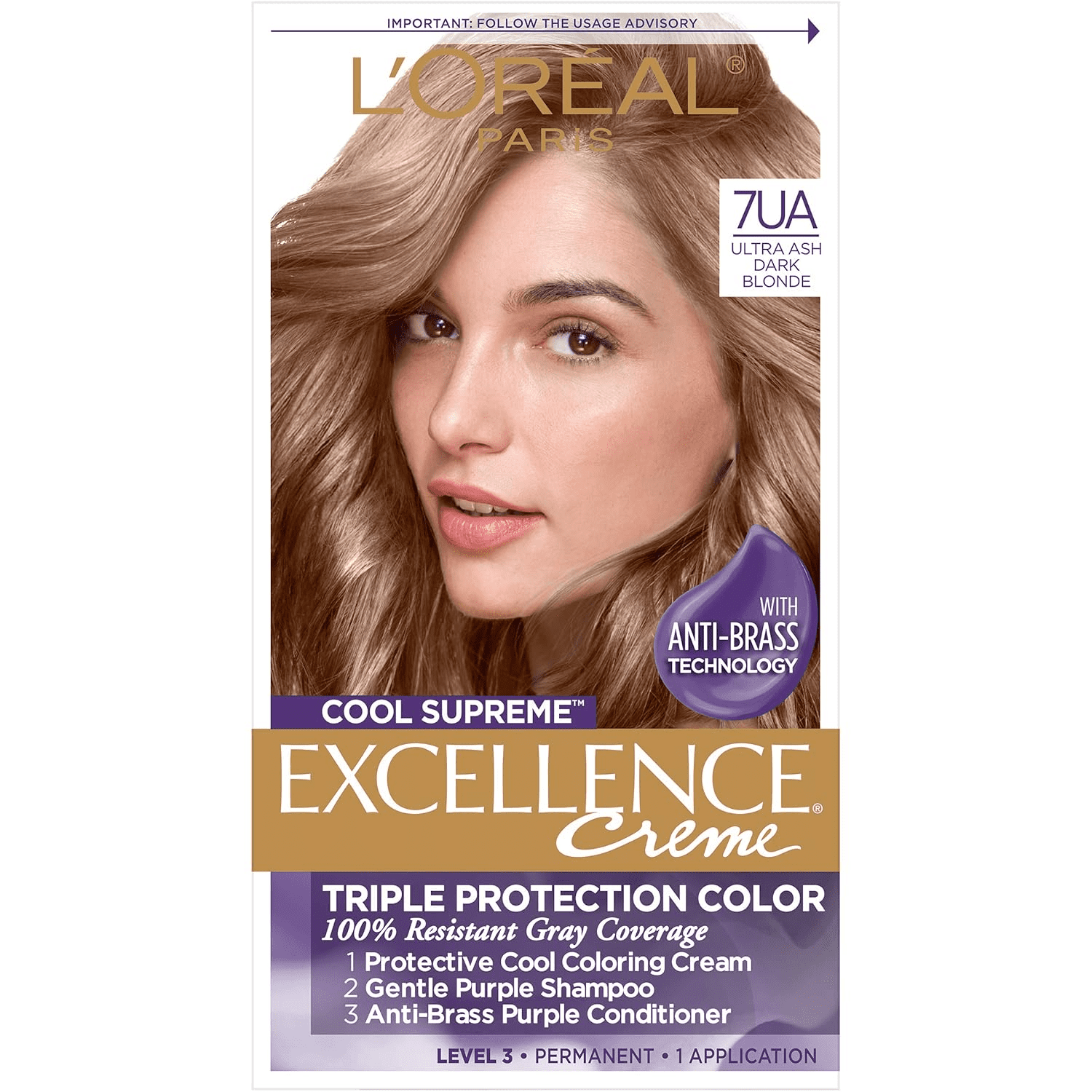 L’Oréal Paris Excellence Cool Hair Color, 7.11 Ultra Ash Dark Blonde, 1 KIT