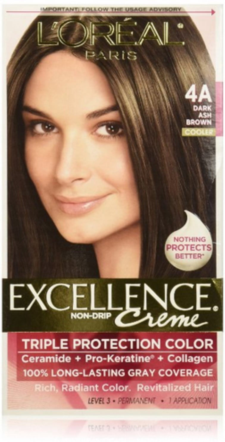 L'Oreal Paris Excellence Creme Haircolor, Dark Ash Brown [4A] (Cooler) 1 ea (Pack of 3)
