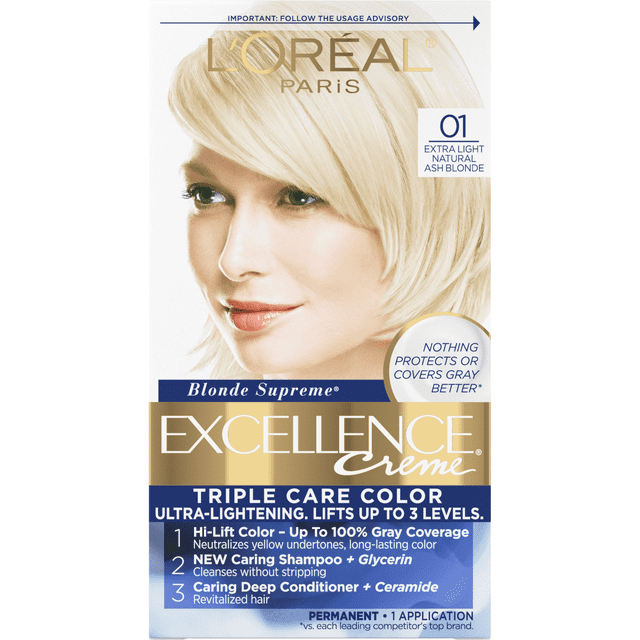 L'Oreal Paris Excellence Creme Permanent Hair Color, 01 Extra Light Ash Blonde