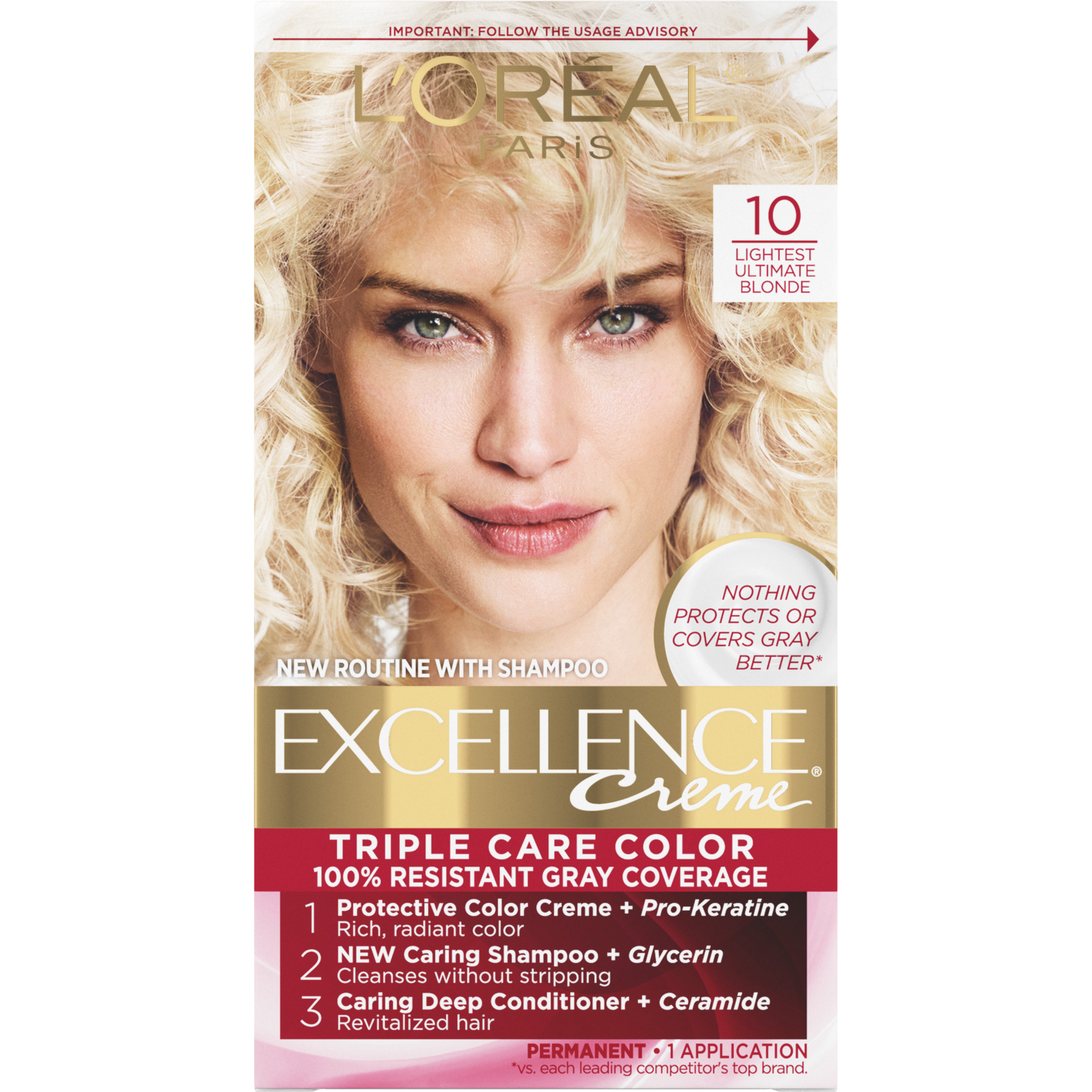 L'Oreal Paris Excellence Creme Permanent Hair Color, 10 Lightest Ultimate Blonde - image 1 of 8
