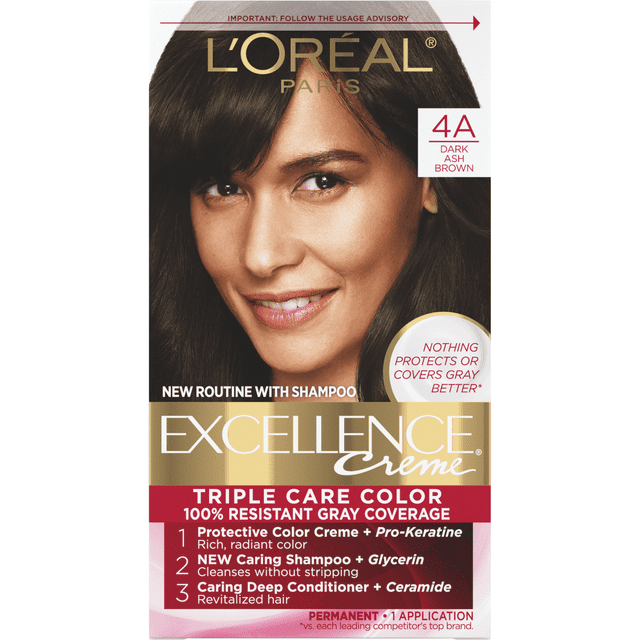 L'Oreal Paris Excellence Creme Permanent Hair Color, 4A Dark Ash Brown