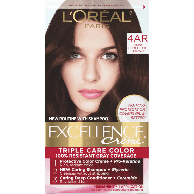 L'Oreal Paris Excellence Creme Permanent Hair Color, 4AR Dark Chocolate Brown