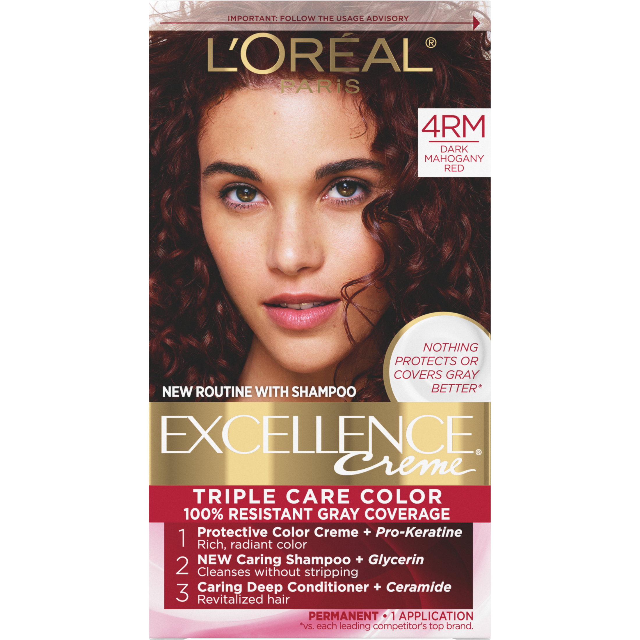 L'Oreal Paris Excellence Creme Permanent Hair Color, 4RM Dark Mahogany Red - image 1 of 10