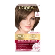 LOreal Paris Excellence Creme Permanent Hair Color, 5 Medium Brown, Triple Protection, 1 Kit