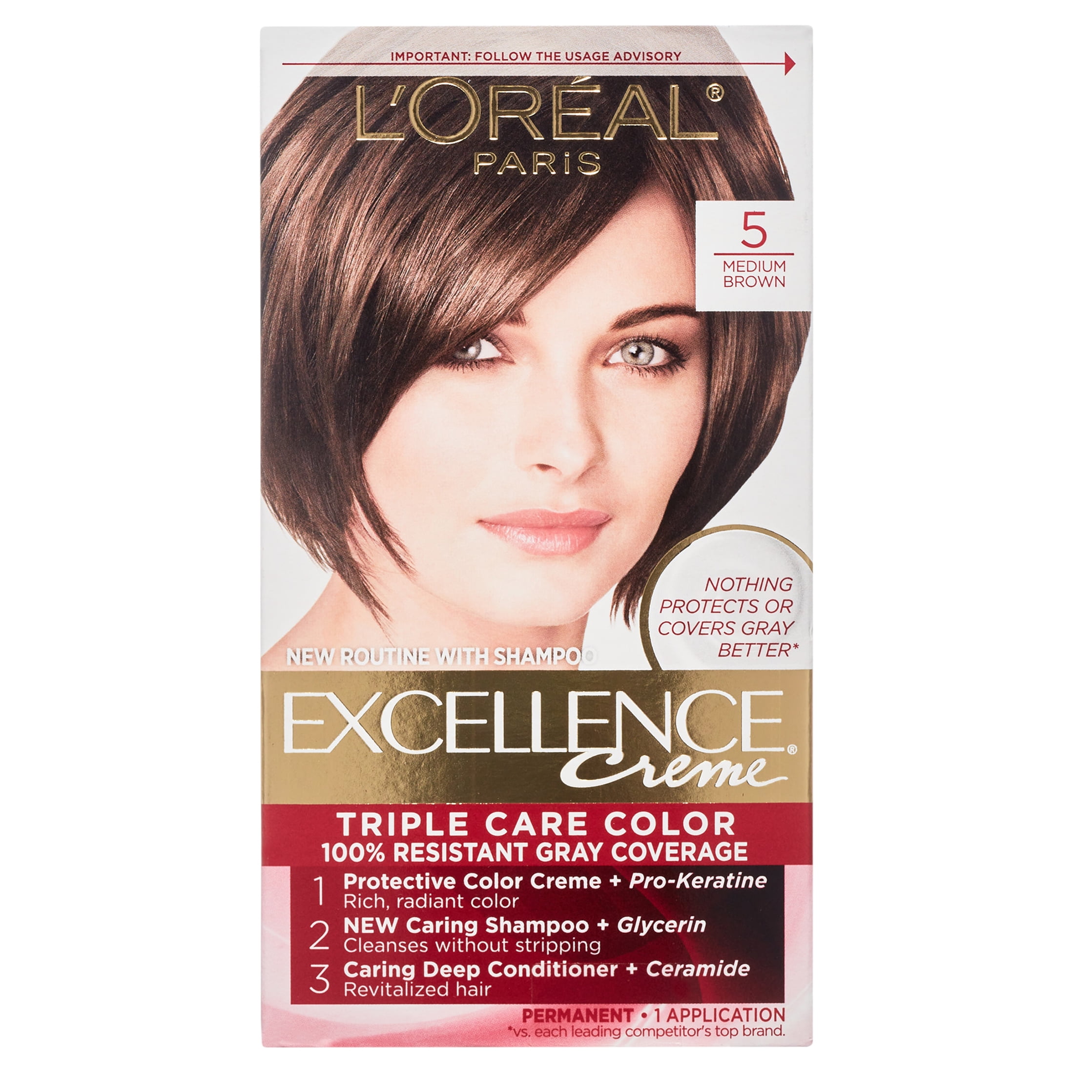 5 / 5N Brown , L'oreal Pro DIA RICHESSE Demi-Permanent Tone-on-Tone Creme  Hair Color Dye, Ammonia-Free Loreal Cream Haircolor - Pack of 2 w/ SLEEK