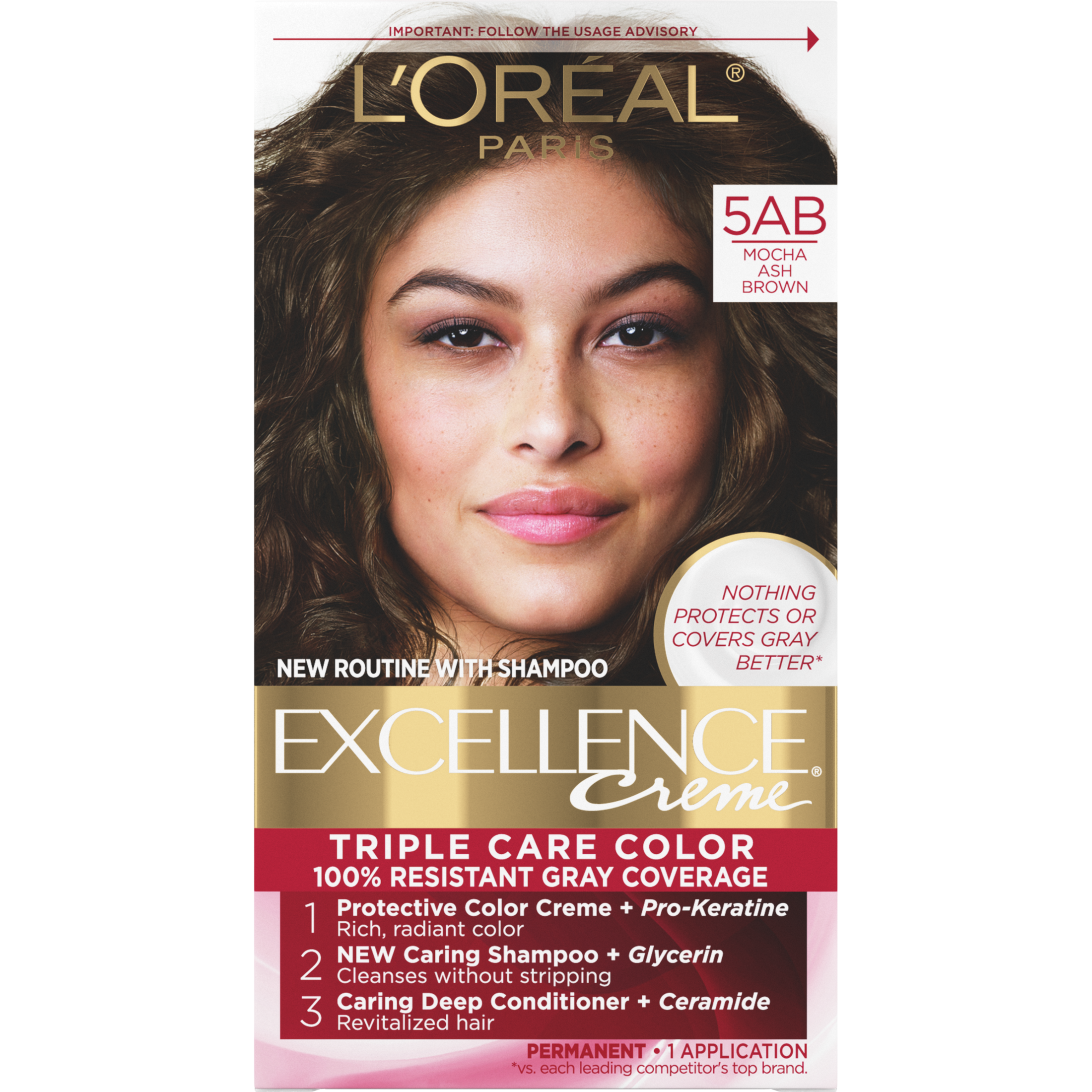 L'Oreal Paris Excellence Creme Permanent Hair Color, 5AB Mocha Ash Brown - image 1 of 8