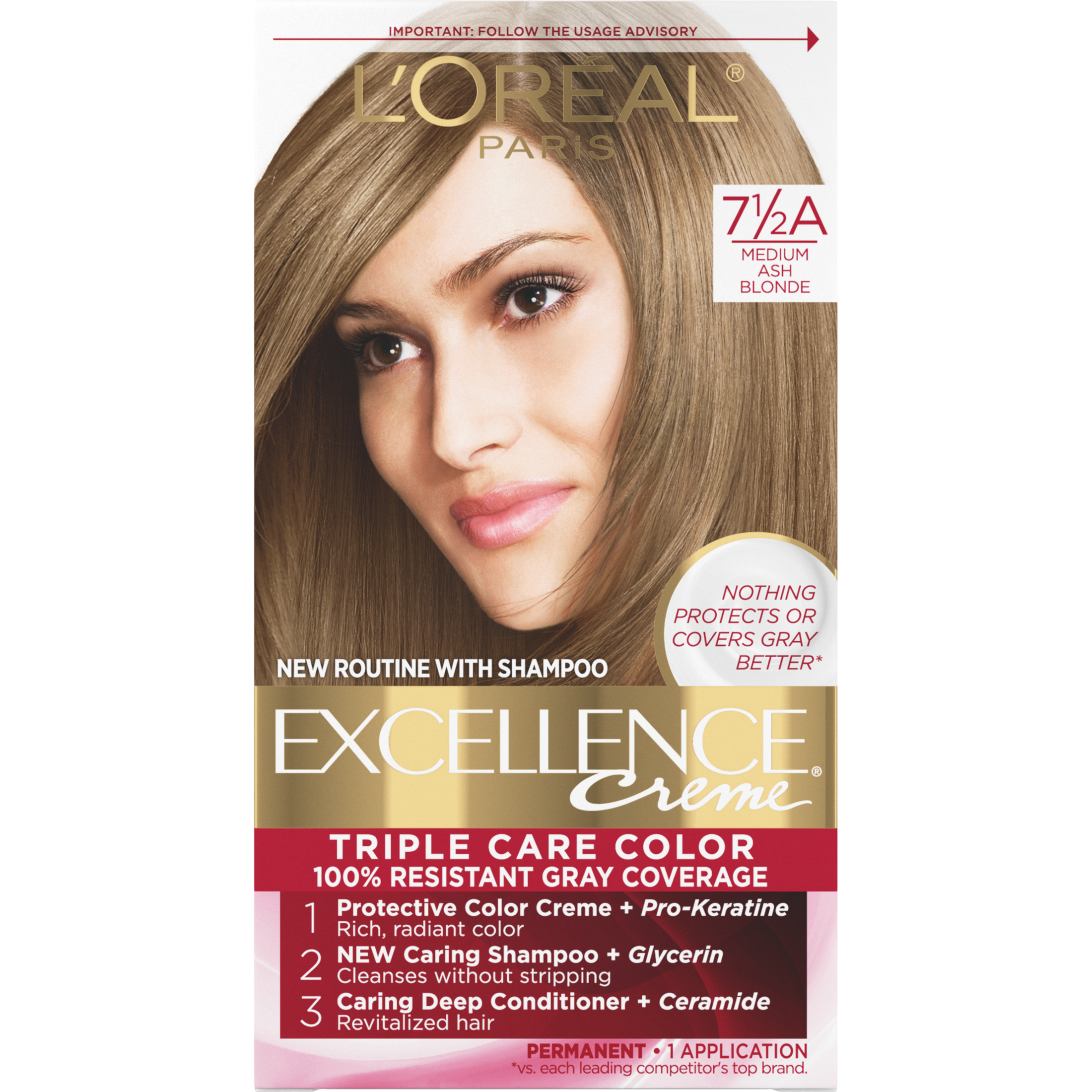 L'Oreal Paris Excellence Creme Permanent Hair Color, 7.5A Medium Ash Blonde - image 1 of 8
