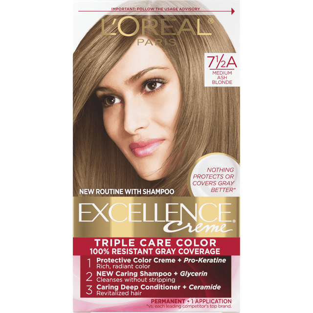 L'Oreal Paris Excellence Creme Permanent Hair Color, 7.5A Medium Ash Blonde