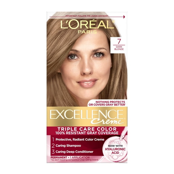 L'Oreal Paris Excellence Creme Permanent Hair Color, 7 Dark Blonde, 1 kit