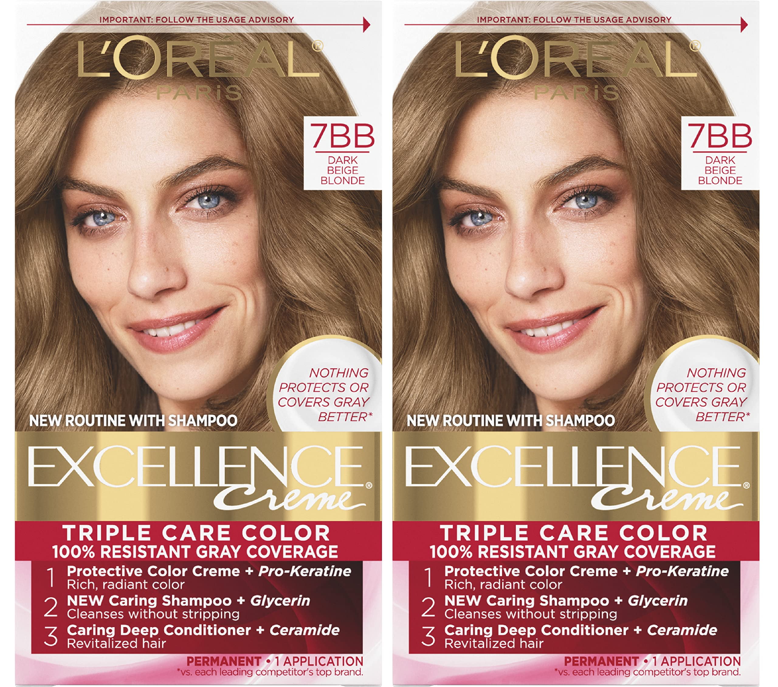 L'Oreal Paris Excellence Creme Permanent Hair Color, 7BB Dark Beige ...