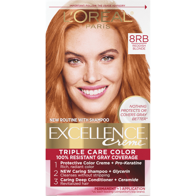 L'Oreal Paris Excellence Creme Permanent Hair Color, 8RB Medium Reddish Blonde