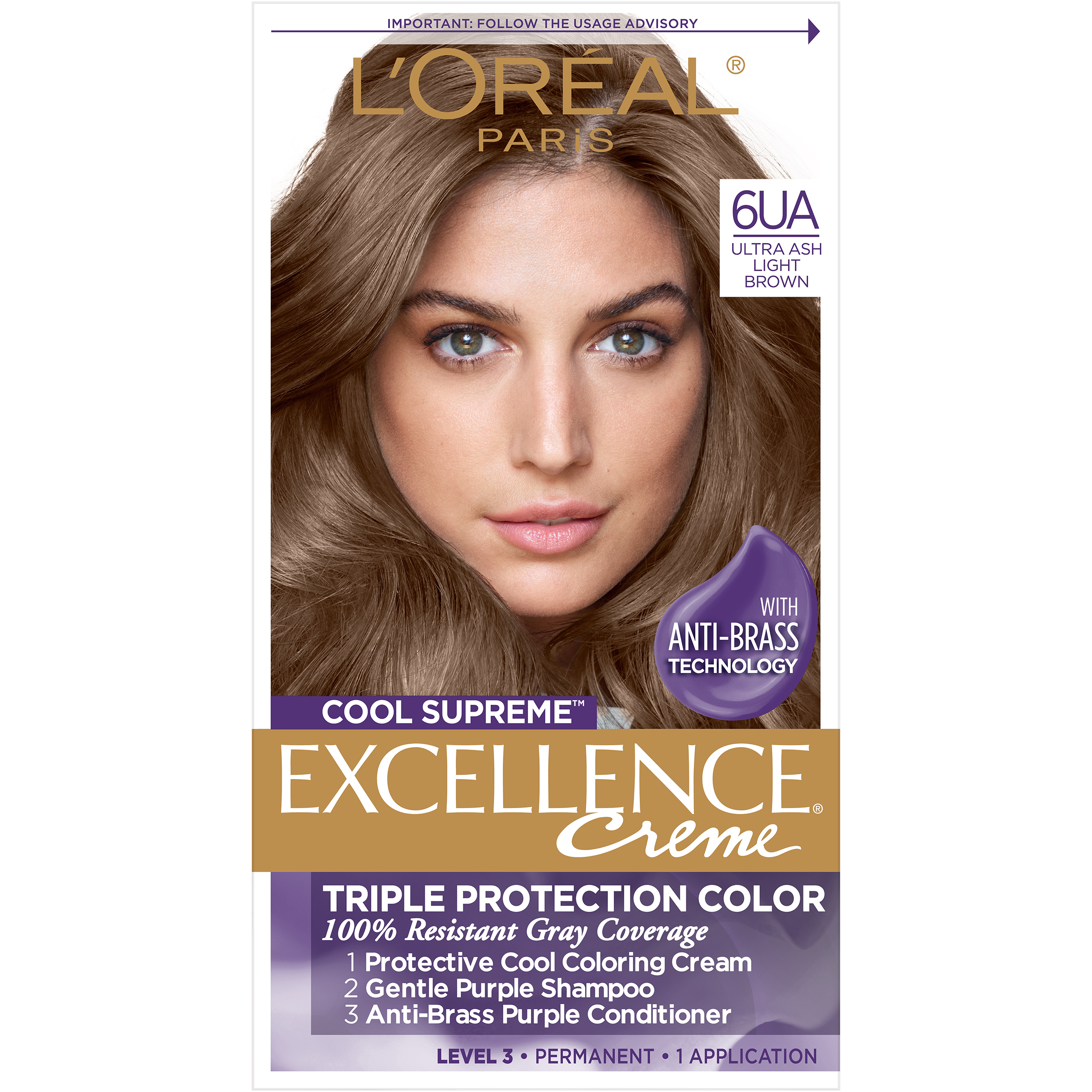 L'Oreal Paris Excellence Creme Permanent Hair Color, Ultra Ash Light Brown - image 1 of 9