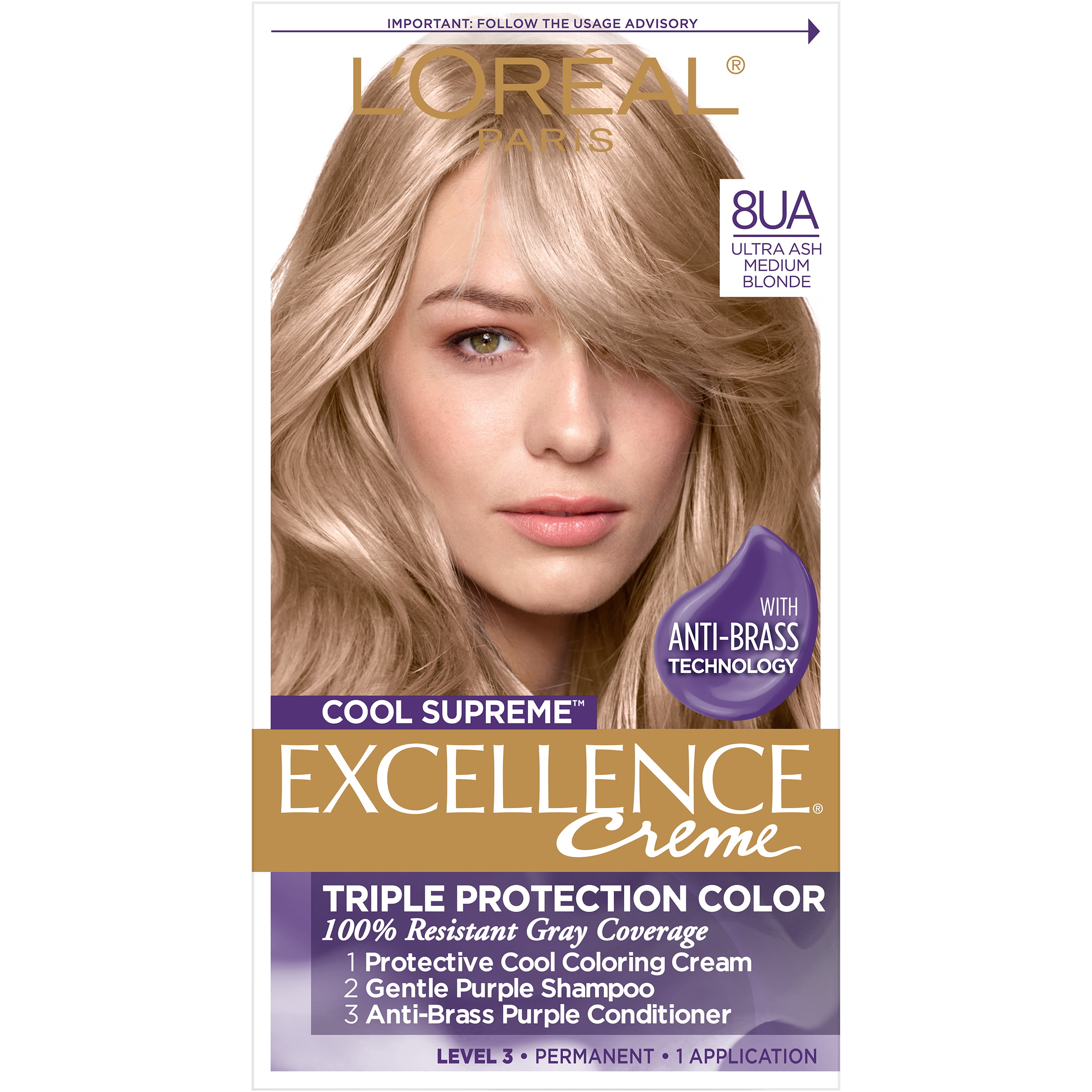 L'Oreal Paris Excellence Creme Permanent Hair Color, Ultra Ash Medium Blonde - image 1 of 10