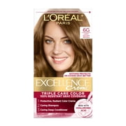 LOreal Paris Excellence Creme Permanent Hair Color Hair Dye with Hyaluronic Acid 6G Light Golden Brown, 1 Kit