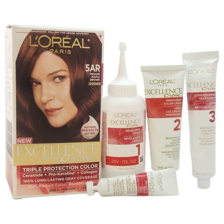 L'Oreal Paris Excellence Creme Permanent Triple Care Hair Color, Medium Maple Brown, 1 Kit