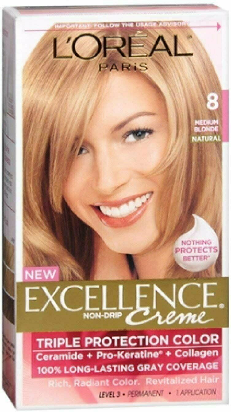 L'Oreal Paris Excellence Creme Triple Protection, 8 Medium Blonde