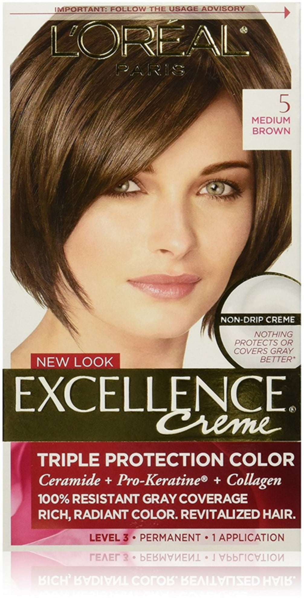 L'Oreal Paris Excellence Creme Triple Protection Hair Color, 5 Natural Medium Brown 1 ea (Pack of 2)