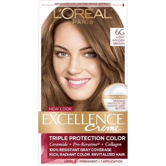 L'Oreal Paris Excellence Creme Triple Protection Hair Color, [6G] Light Golden Brown
