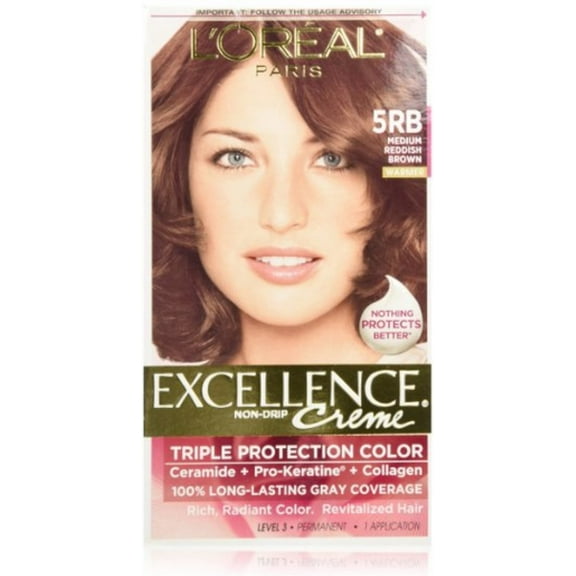 L'Oreal Paris Excellence Creme Triple Protection Haircolor, Medium Reddish Brown [5RB] 1 ea (Pack of 3)