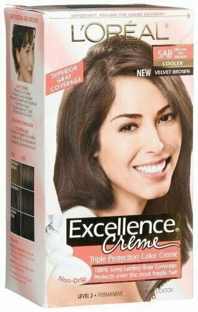 L'Oreal Paris Excellence Permanent Hair Color, 5AB Mocha Ashe Brown, 6-Pack